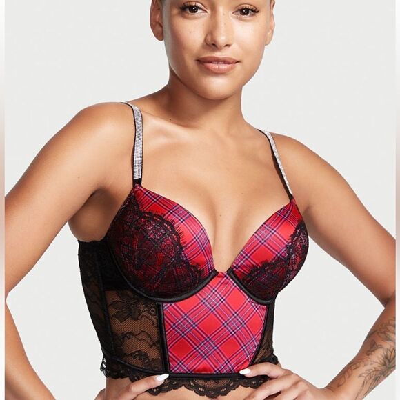 Victorias Secret Bombshell Shine Strap Add-2-Cups Push Up Corset Top and thong - Picture 3 of 13